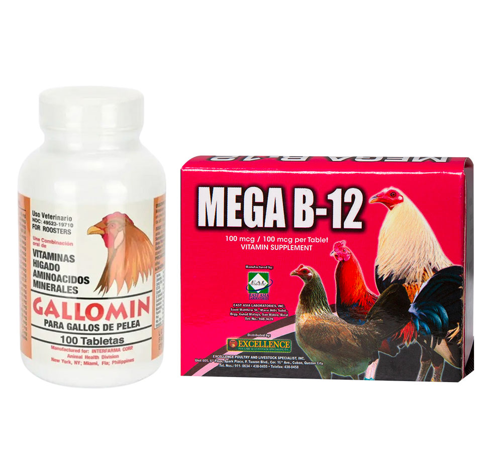 Combo thuốc nuôi Gallomin và Mega B12 – Cặp thuốc nuôi giúp gà cự mạnh, hừng nước máu, đá bo lớn
