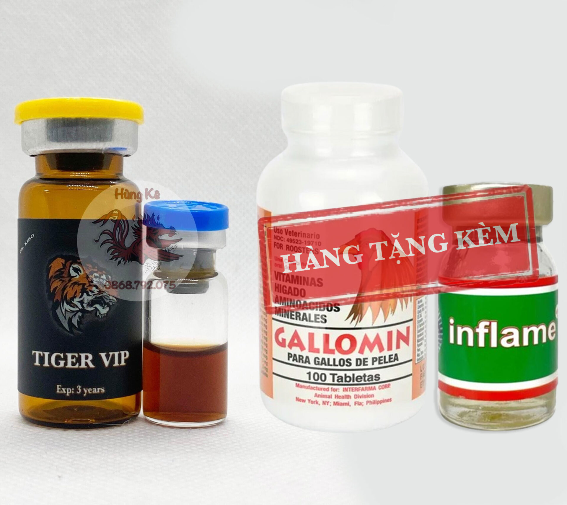 [1cc Tiger Vip] – Tặng kèm 1 lọ Gallomin (100 viên) và 1 chai thuốc trị tang Inflame (5ml)
