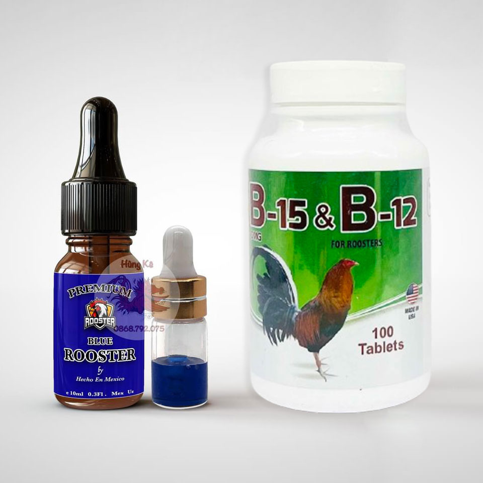 Combo thuốc nhỏ đá [1cc Blue Rooster] và thuốc nuôi B15&B12 – Giúp gà tăng bo cực kỳ lớn trong thời gian 2 tuần